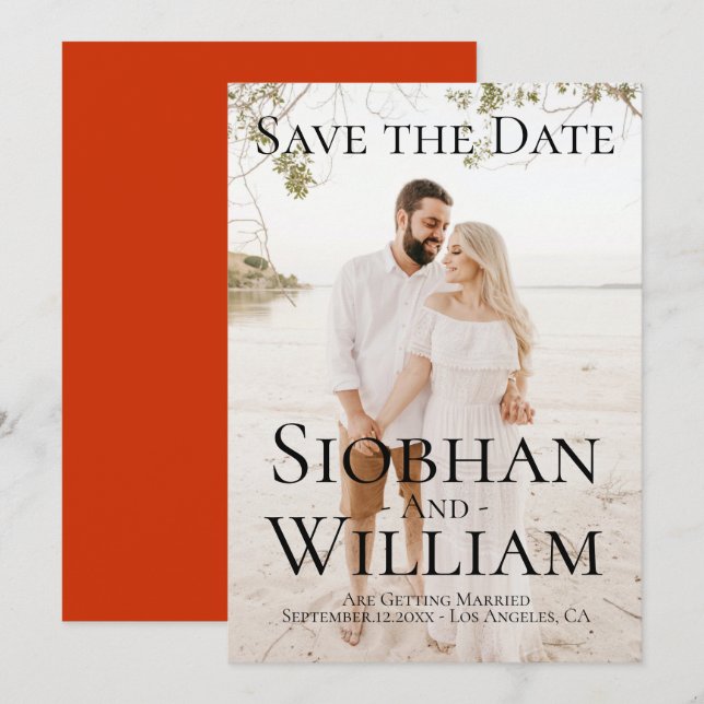 Modern Save The Date Personalised Photo Invitation (Front/Back)