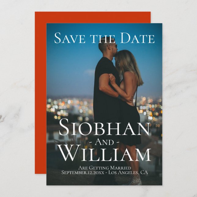 Modern Save The Date Personalised Photo Invitation (Front/Back)