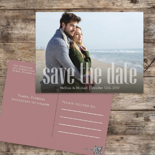 Modern Save the Date Photo Card Pink