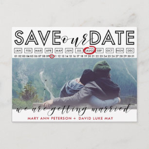 Modern Save the Date Photo postcard with calendar