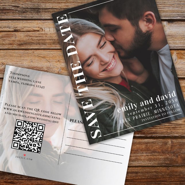 Modern Save the Date Photo Wedding Announcement Postcard (Creator Uploaded)