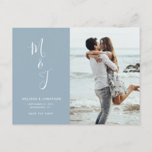 Modern Save The Date Powder Blue Announcement Postcard