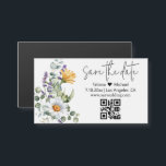 modern save the date qr code wildflowers magnet<br><div class="desc">elegant modern save the date qr code watercolor wildflowers magnetic card</div>