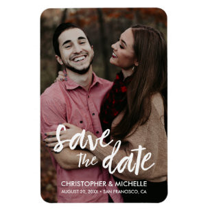 Modern Save the Date Script Personalised Photo Magnet