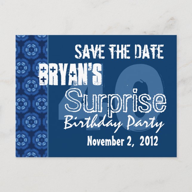 Modern Save the Date Surprise 40th Party V401 Announcement Postcard (Front)