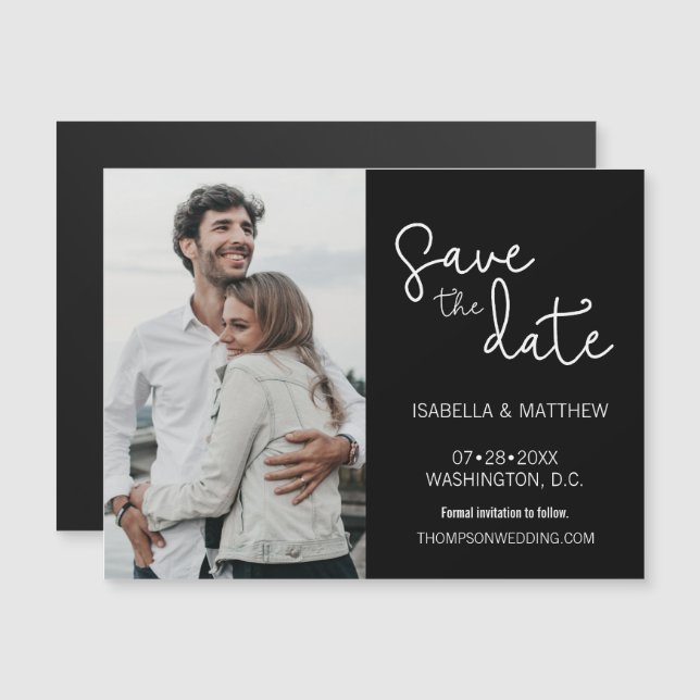 Modern Save the Date Typography Custom Photo Magnetic Invitation (Front/Back)