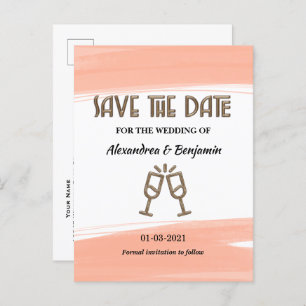 Modern Save The Date Watercolor Coral Postcard