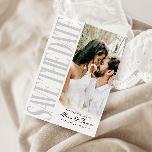 Modern Save the Date Wedding Announcement Card  (Announce your big day with our stunning save-the-date, featuring a QR code for easy details access!)