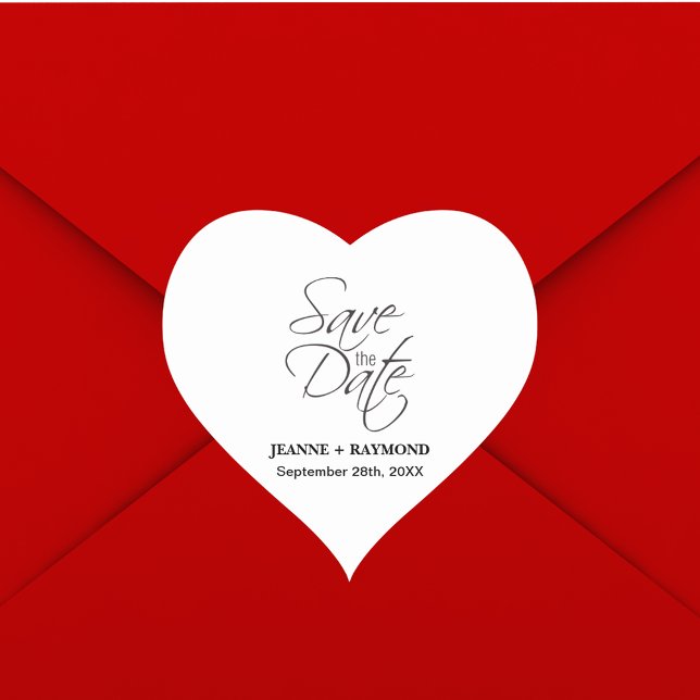 Modern Save The Date Wedding Announcement Heart Sticker (Creator Uploaded)
