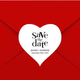 Modern Save The Date Wedding Announcement Heart Sticker