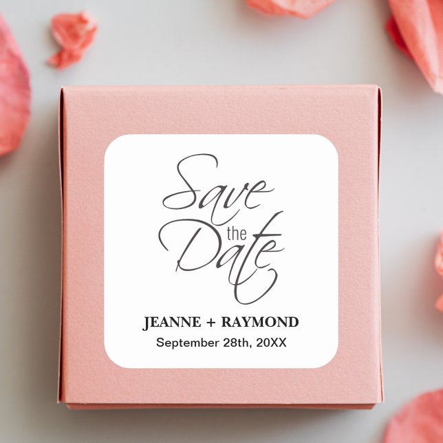 Modern Save The Date Wedding Announcement Square Sticker (Creator Uploaded)