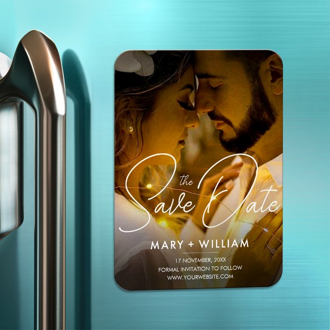 Modern save the date wedding elegant fall photo magnet (Creator Uploaded)