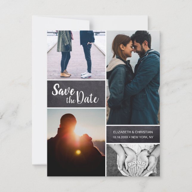 Modern Save the date Wedding Multiple Photo Announcement (Front)