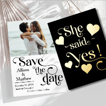 Modern Save the Date with Photo- She said Yes