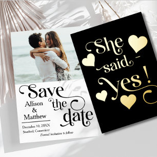 Modern Save the Date with Photo- She said Yes