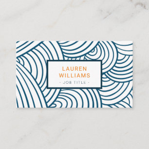 Modern scale pattern indigo blue wave business card