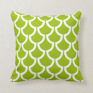 Modern Scales Geometric   lime green white Cushion
