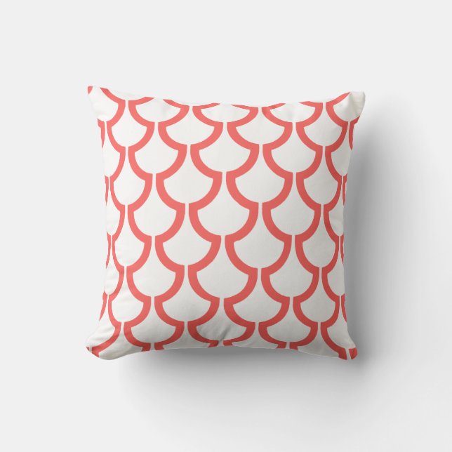 Modern Scales Geometric | white coral Cushion (Front)