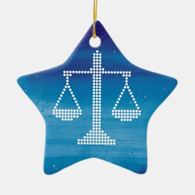 Modern Scales of Justice | Winter Ceramic Ornament (Front)