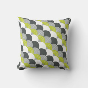MODERN scallop fan pattern charcoal grey green Cushion