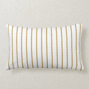 Modern Scalloped stripes, elegant gold and white Lumbar Cushion