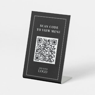 Modern Scan Menu QR Code Pedestal Sign