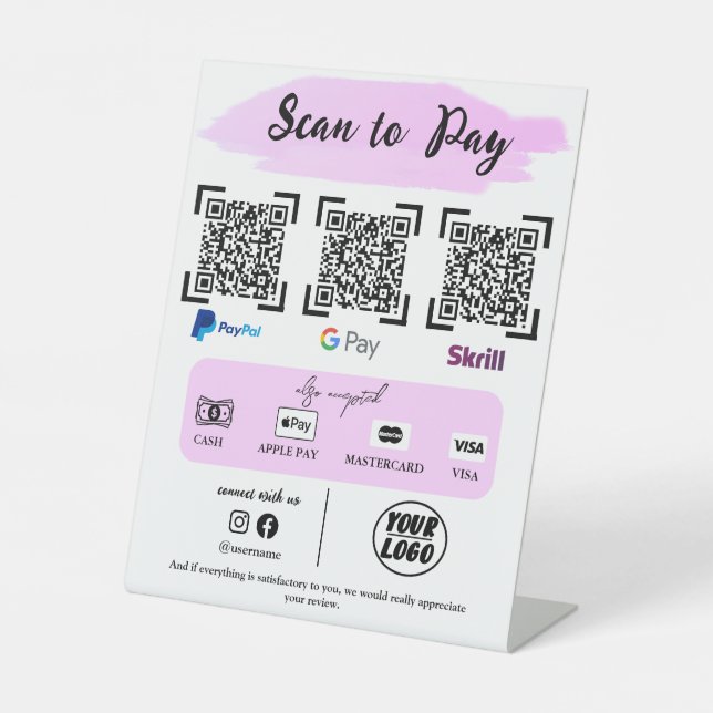Modern Scan To Pay Template | QR Code Payment Sign (Front)