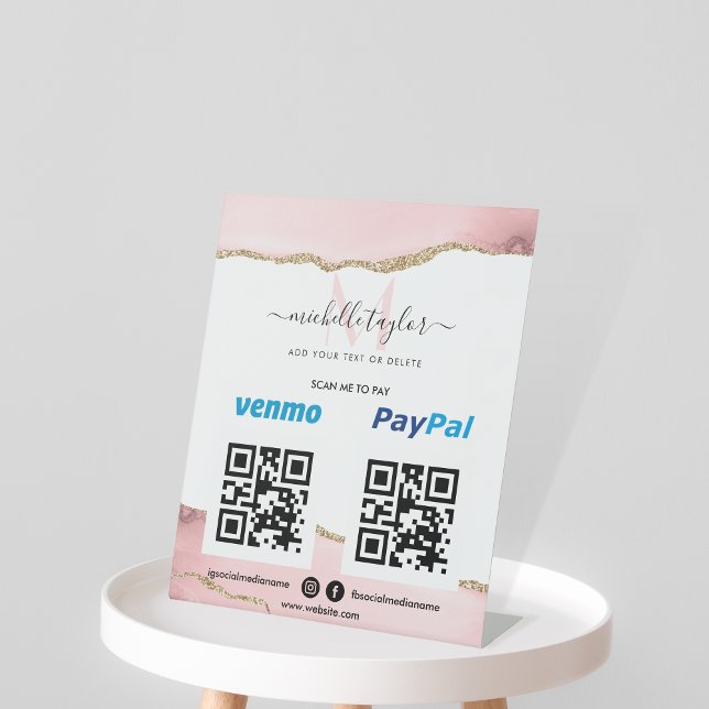 Modern Scan to Pay Venmo PayPal QR code Monogram P Pedestal Sign (Creator Uploaded)