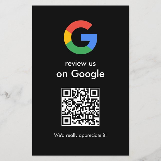 Modern Scan to Review Google QR Code Business Sign Flyer (Front)