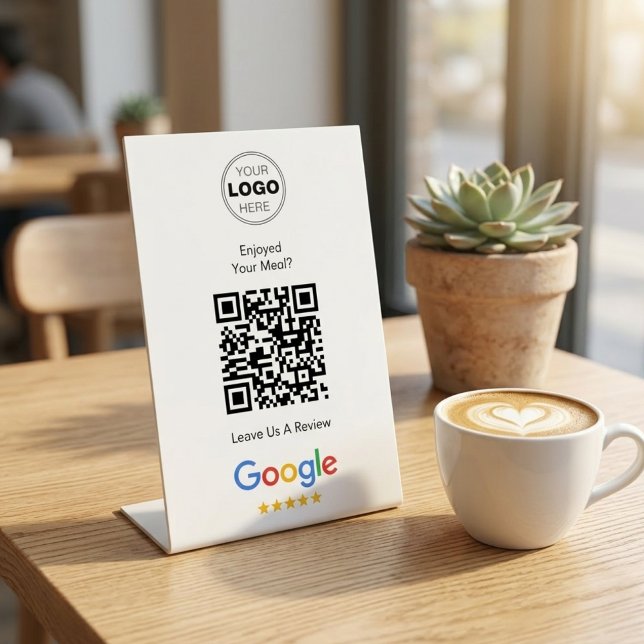 Modern Scan To Review Google QR Code Feedback Pedestal Sign (Boost Your Restaurant Reviews! Google Review QR Code Pedestal Sign)