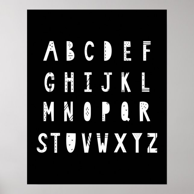 Modern scandi alphabet Nursery Poster (Front)