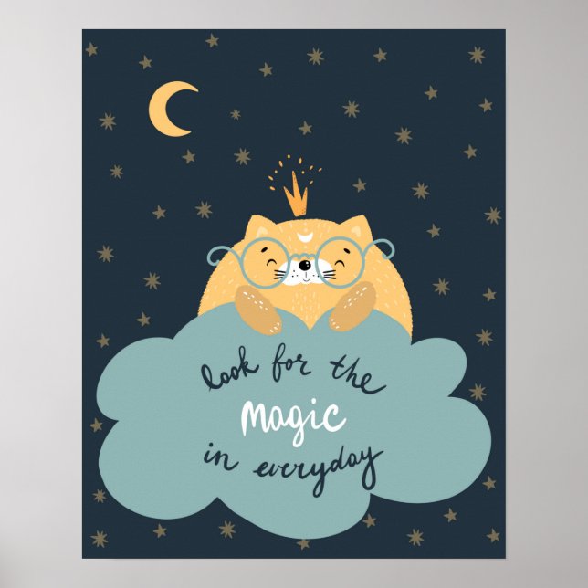 Modern scandi cute look for the magic  nursery poster (Front)
