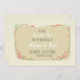 Modern scandi floral wreath Wedding Save The Date