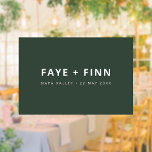 Modern Scandi | Forest Green Minimal Wedding<br><div class="desc">Simple, stylish custom wedding vinyl window cling decal sign in a modern minimalist scandi scandinavian design style with a contemporary typography in white on a moss forest green background in an informal casual style. The text can easily be personalised for a unique one of a kind wedding favour for your...</div>