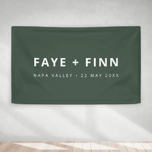 Modern Scandi   Forest Green Minimal Wedding Banner