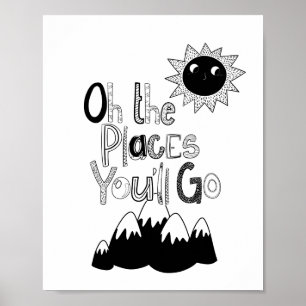 Modern Scandi the places you'll go Nursery Poster