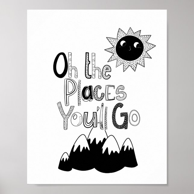 Modern Scandi the places you'll go Nursery Poster (Front)
