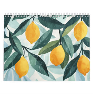 Modern Scandinavian Floral Fruit Folk Art Wall Calendar