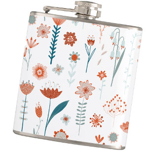 Modern Scandinavian Floral Hip Flask