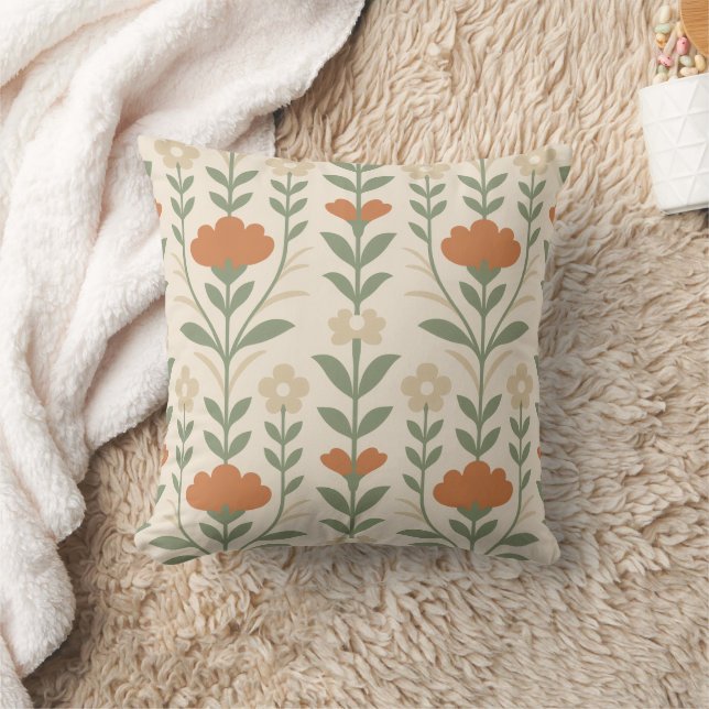 Modern Scandinavian Floral Throw Pillow (Blanket)