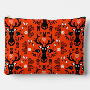 Modern Scandinavian Folk Art Deer Accessory Pouch