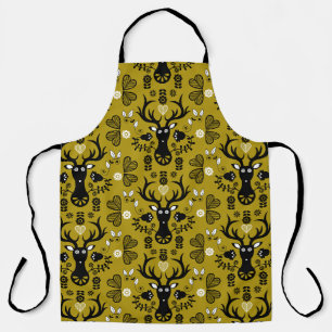 Modern Scandinavian Folk Art Deer Apron