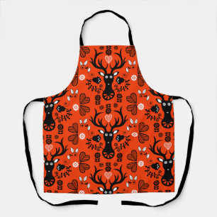 Modern Scandinavian Folk Art Deer Apron