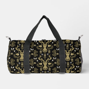Modern Scandinavian Folk Art Deer Duffle Bag