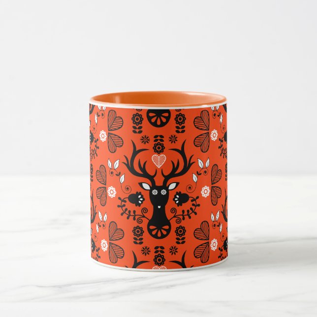 Modern Scandinavian Folk Art Deer Mug (Center)