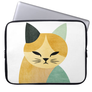 Modern Scandinavian Minimalist Geometric Cat Laptop Sleeve