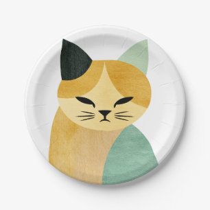 Modern Scandinavian Minimalist Geometric Cat Paper Plate