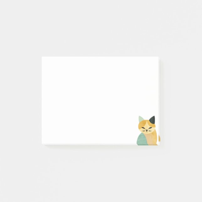  Modern Scandinavian Minimalist Geometric Cat Post-it Notes (Front)
