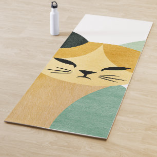 Modern Scandinavian Minimalist Geometric Cat Yoga Mat