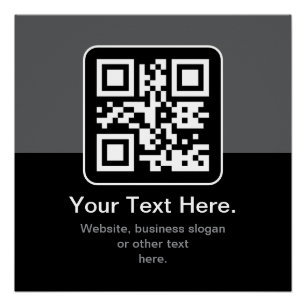 Modern Scannable QR Code Black Grey & White Poster